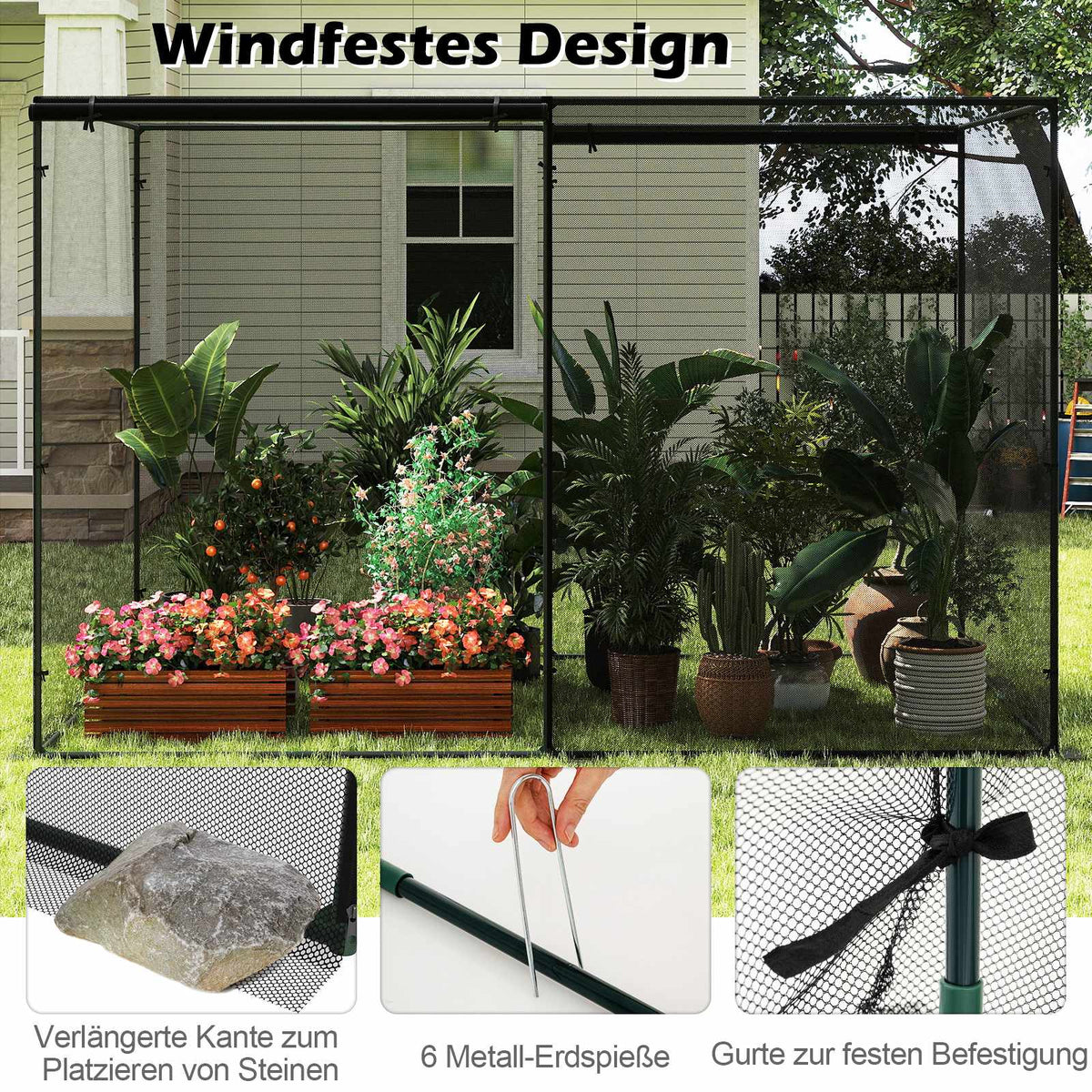 Plant Protection Tent with Roll-Up Door, 310 x 200 x 200 cm