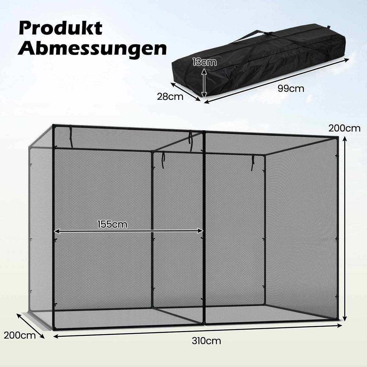Plant Protection Tent with Roll-Up Door, 310 x 200 x 200 cm