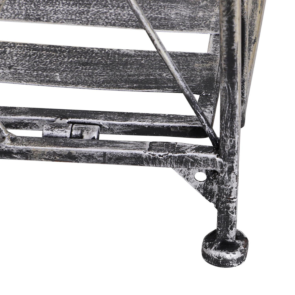 Plant Rack Metal Flower Stand With 3 Levels, Flower Stairs For Garden, Silver Gray, 44X25X96Cm