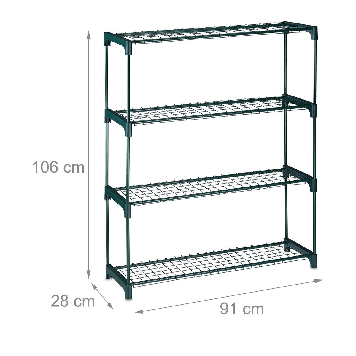 Plant Racks with 4 Metal Grid Shelves, Set of 2