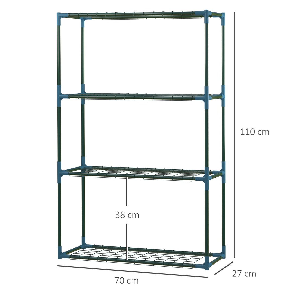 Plant Shelf Set Of 2 4 Tier Flower Pot Holders For Balcony/Garden, Steel, Green, 70X27X110Cm