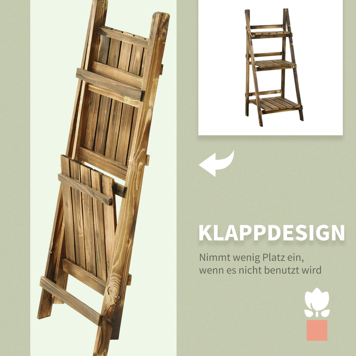 Plant Stairs Flower Bench Flower Stairs Flower Shelf Plant Shelf Flower Stand 3 Steps Fir Wood Dark Brown 40 X 37 X 93 Cm