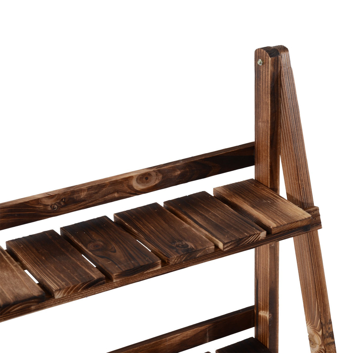 Plant Stairs Flower Bench Flower Stairs Flower Shelf Plant Shelf Flower Stand 3 Steps Fir Wood Dark Brown 80 X 37 X 93 Cm