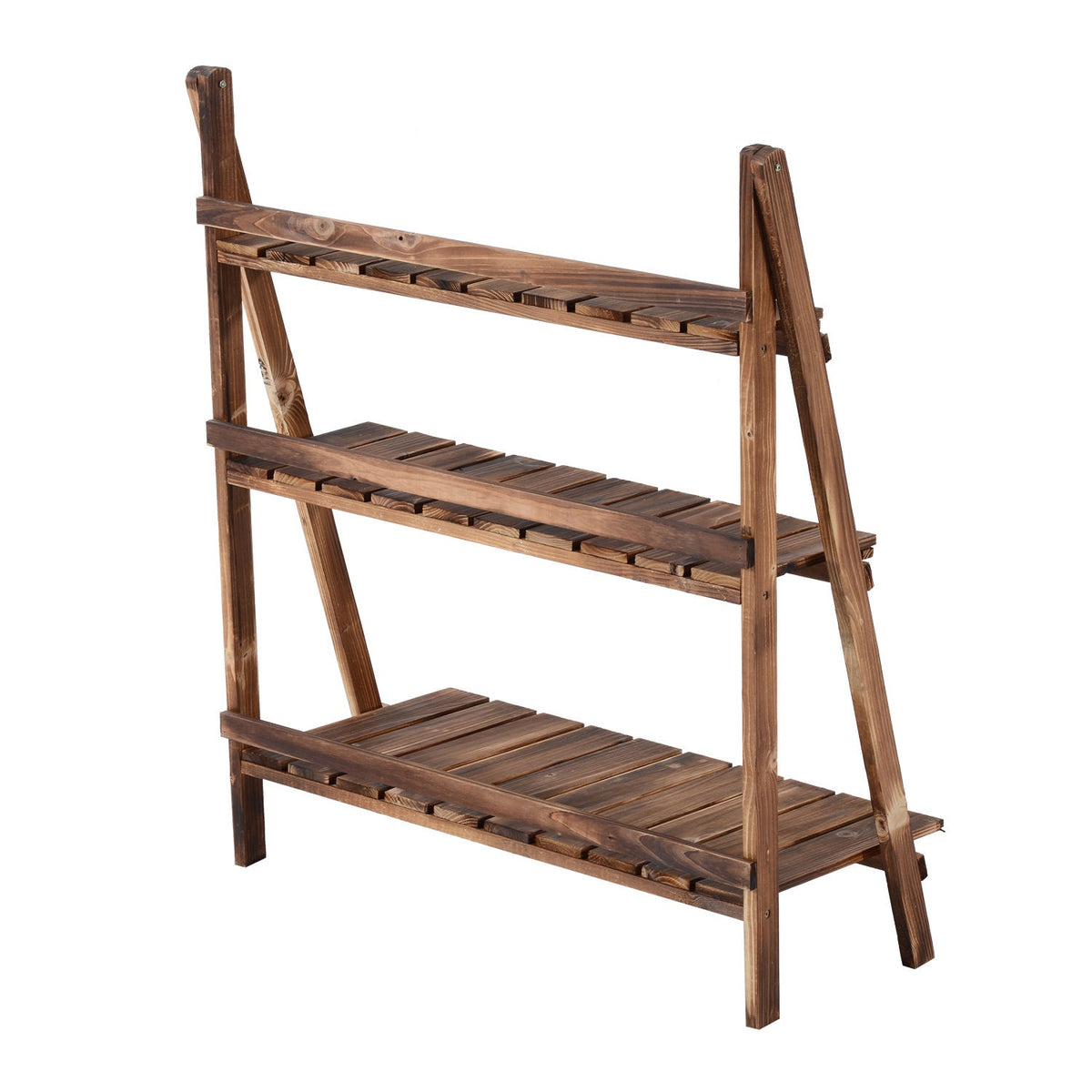 Plant Stairs Flower Bench Flower Stairs Flower Shelf Plant Shelf Flower Stand 3 Steps Fir Wood Dark Brown 80 X 37 X 93 Cm