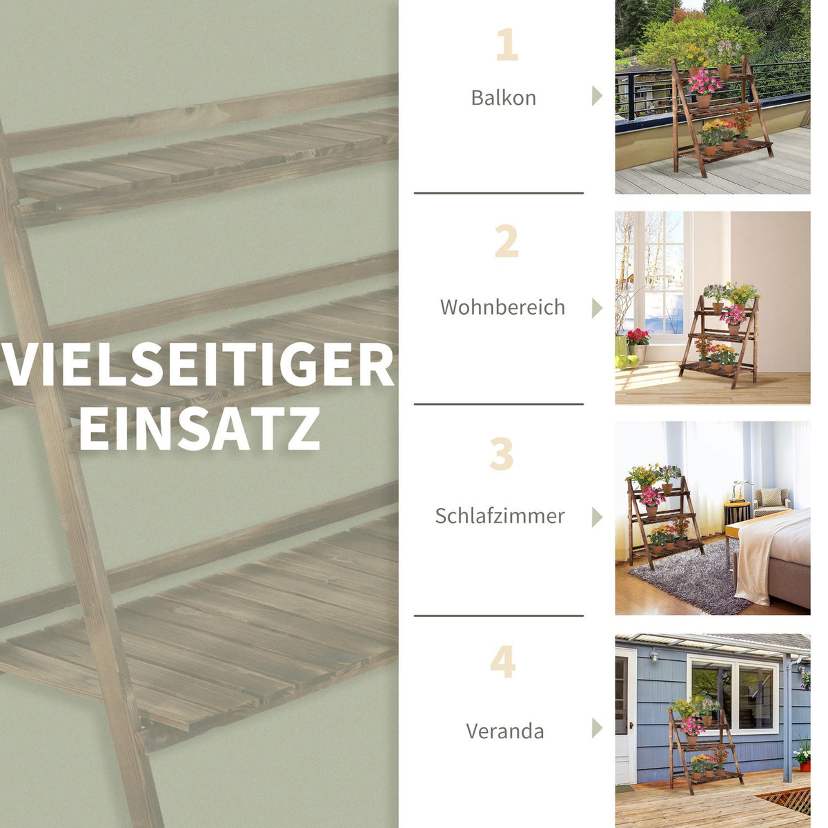 Plant Stairs Flower Bench Made Of Fir Wood, 3 Steps, Dark Brown, 100X37X93Cm, For Garden & Balcony