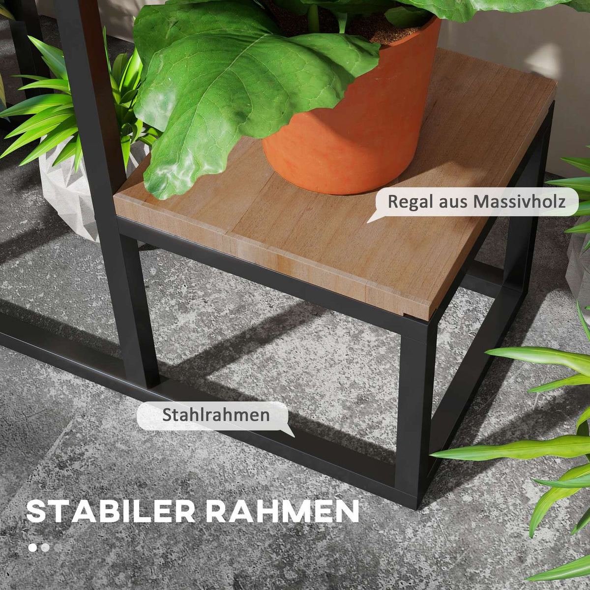 Plant Stand, Flower Shelf With 4 Tiers, Plant Shelf Plant Stairs, Flower Stand For Balcony, Garden, Light Brown, 80 X 20 X 74 Cm
