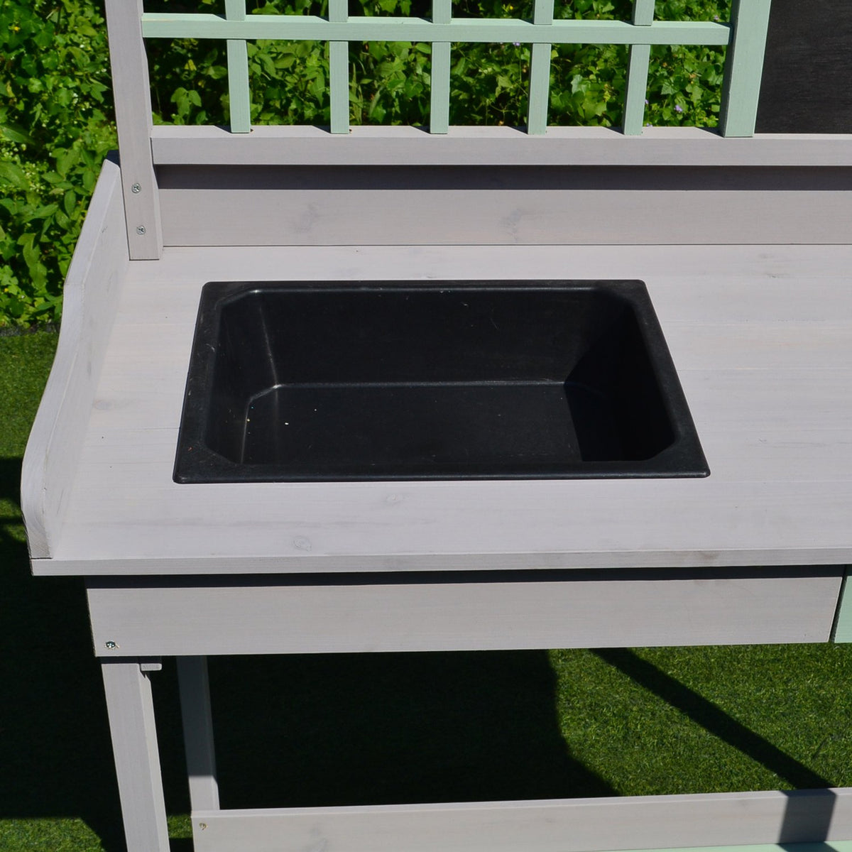 Plant Table Garden Table Garden Table Flower Table With Drawer And Tray For The Garden Fir Wood Mint Green + Gray 92 X 42.5 X 119.5 Cm