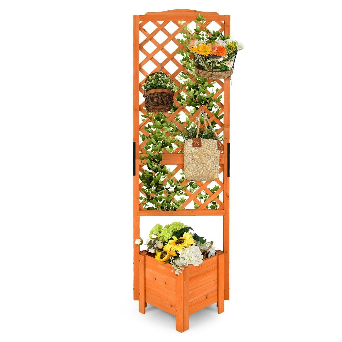 Plant box 180 cm high garden bed with trellis orange