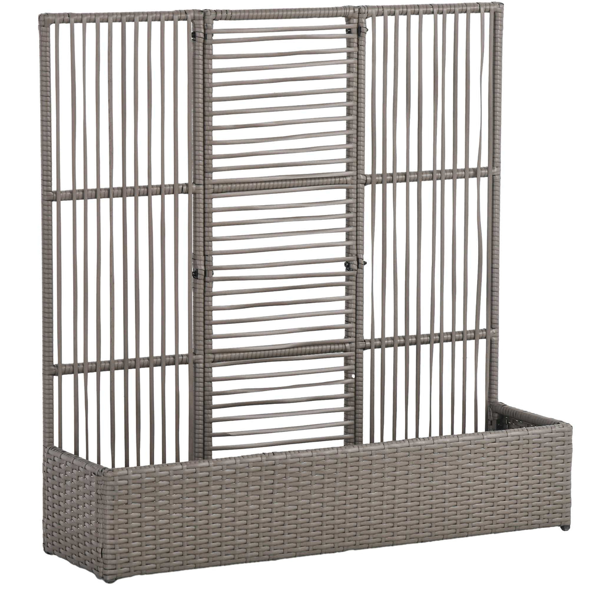 Planter Box with Trellis, Weatherproof, Poly Rattan, 103x29x103 cm, Gray