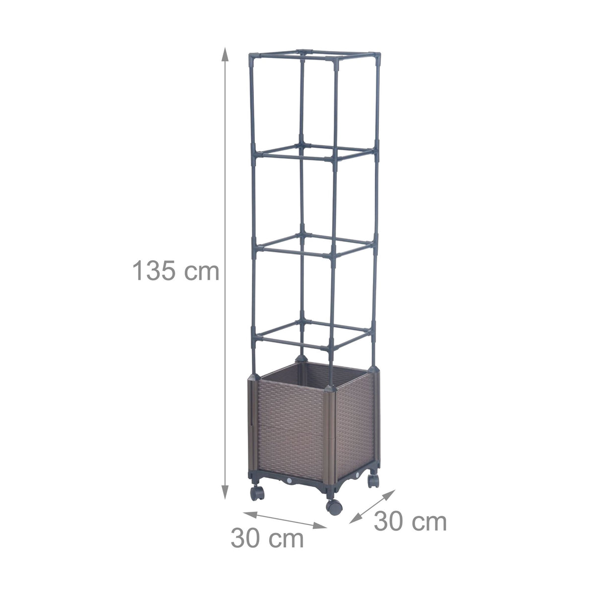 Planter Box with Trellis and Wheels – Rattan Style