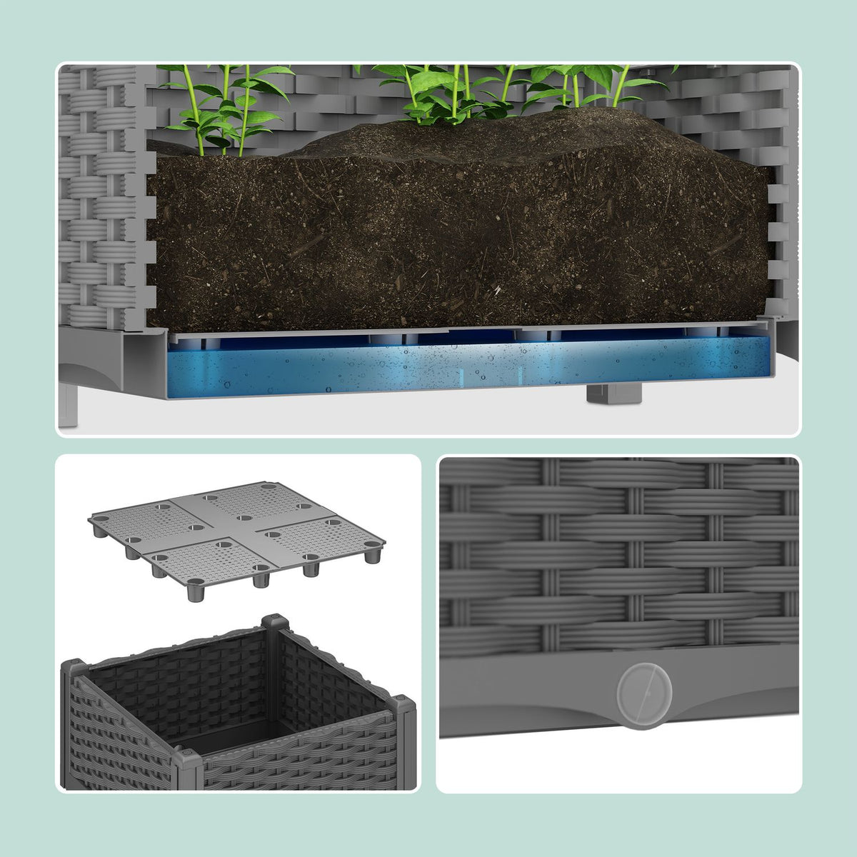 Planter box in rattan look