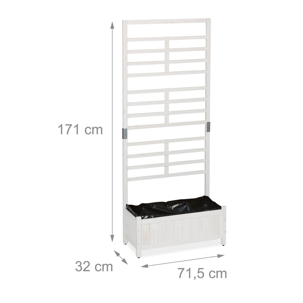 Planter box with trellis wall in white