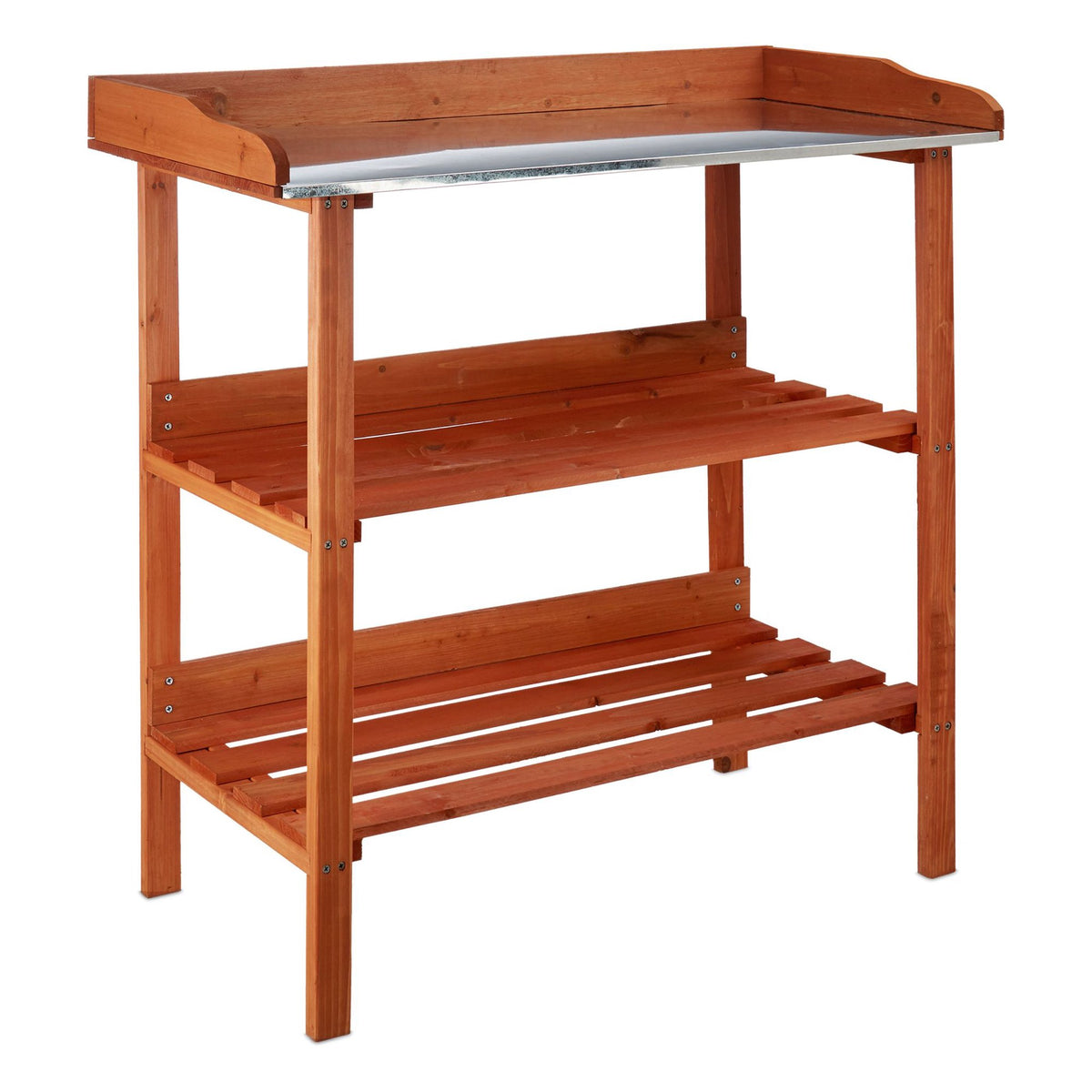 Planter table with metal plate