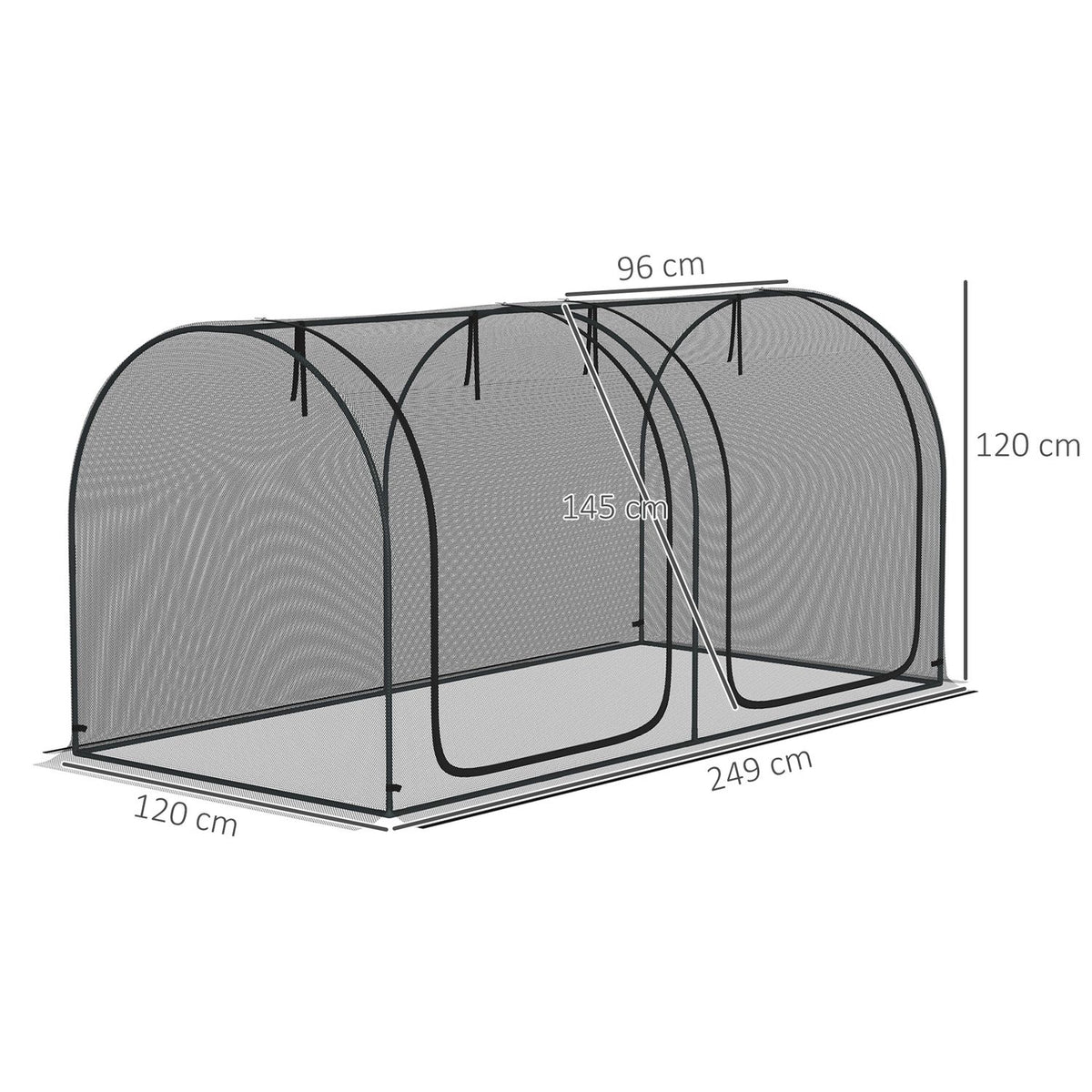 Plant protection net 2.5 x 1.2 m, vegetable protection net with door, steel frame, windproof vegetable net, garden fine mesh, insect protection net with carrying bag, garden net for plants, vegetables, fruits, flowers