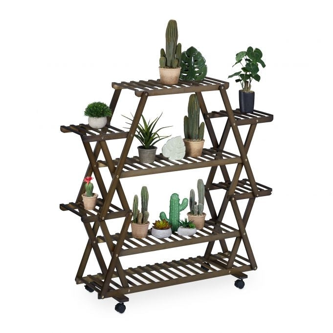 Plant shelf bamboo dark brown
