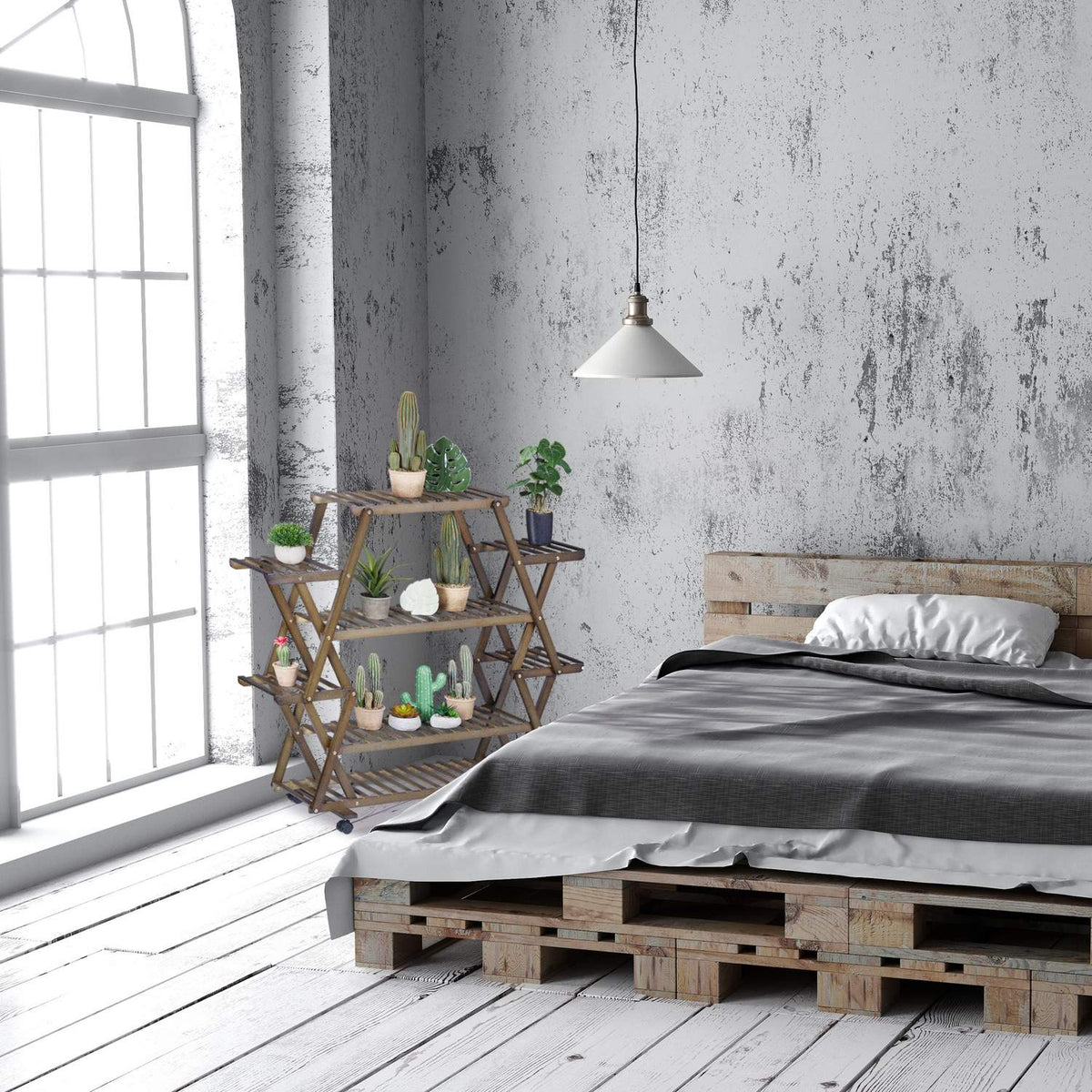 Plant shelf bamboo dark brown