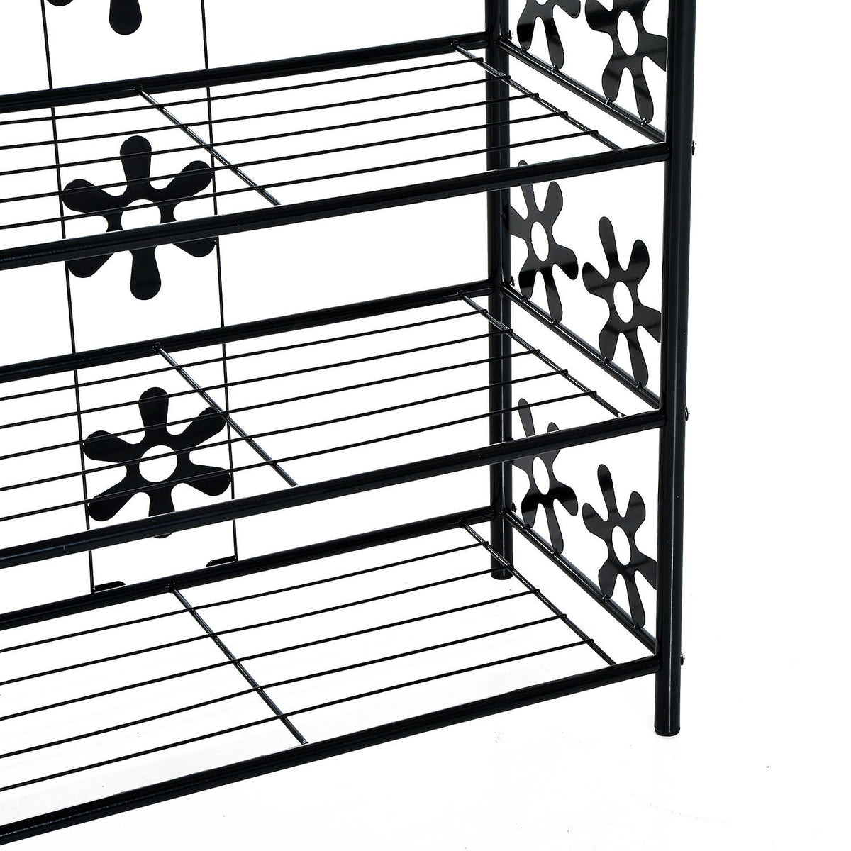 Plant shelf, flower shelf, plant stairs, 4 levels, metal, black, 59.5x30x92cm