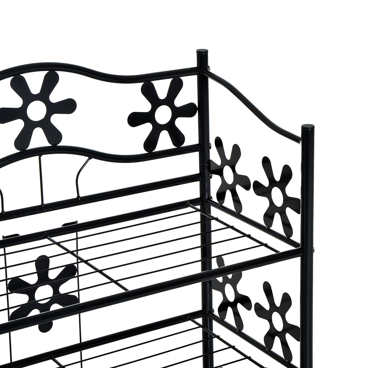Plant shelf, flower shelf, plant stairs, 4 levels, metal, black, 59.5x30x92cm