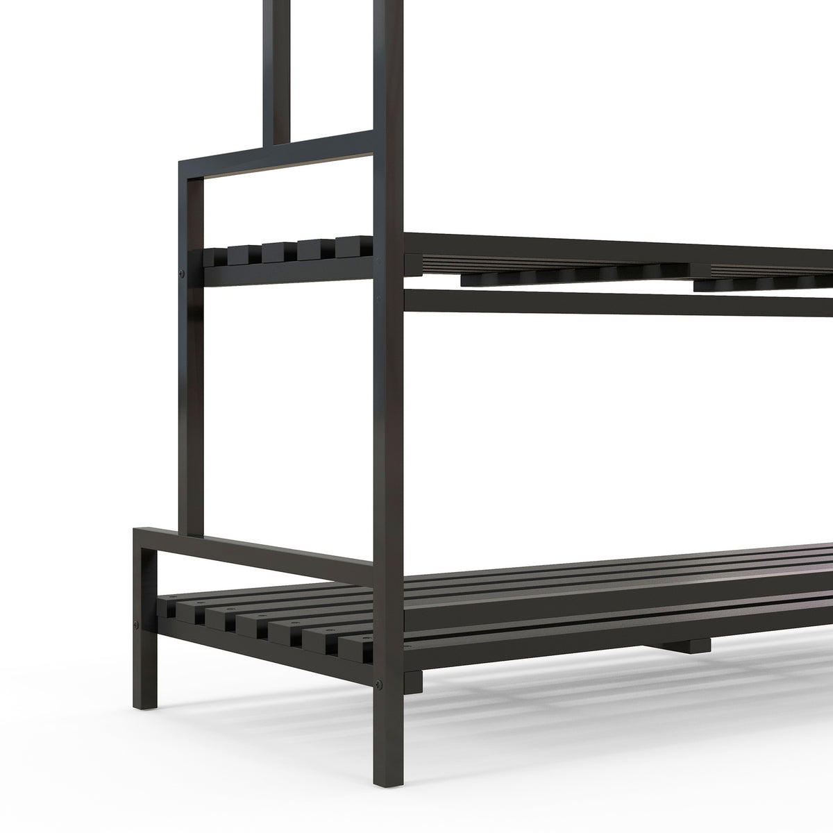 Plant stand flower stand with 3 levels and 6 hooks, plant stairs made of steel in black, 110x50x170cm for garden and balcony