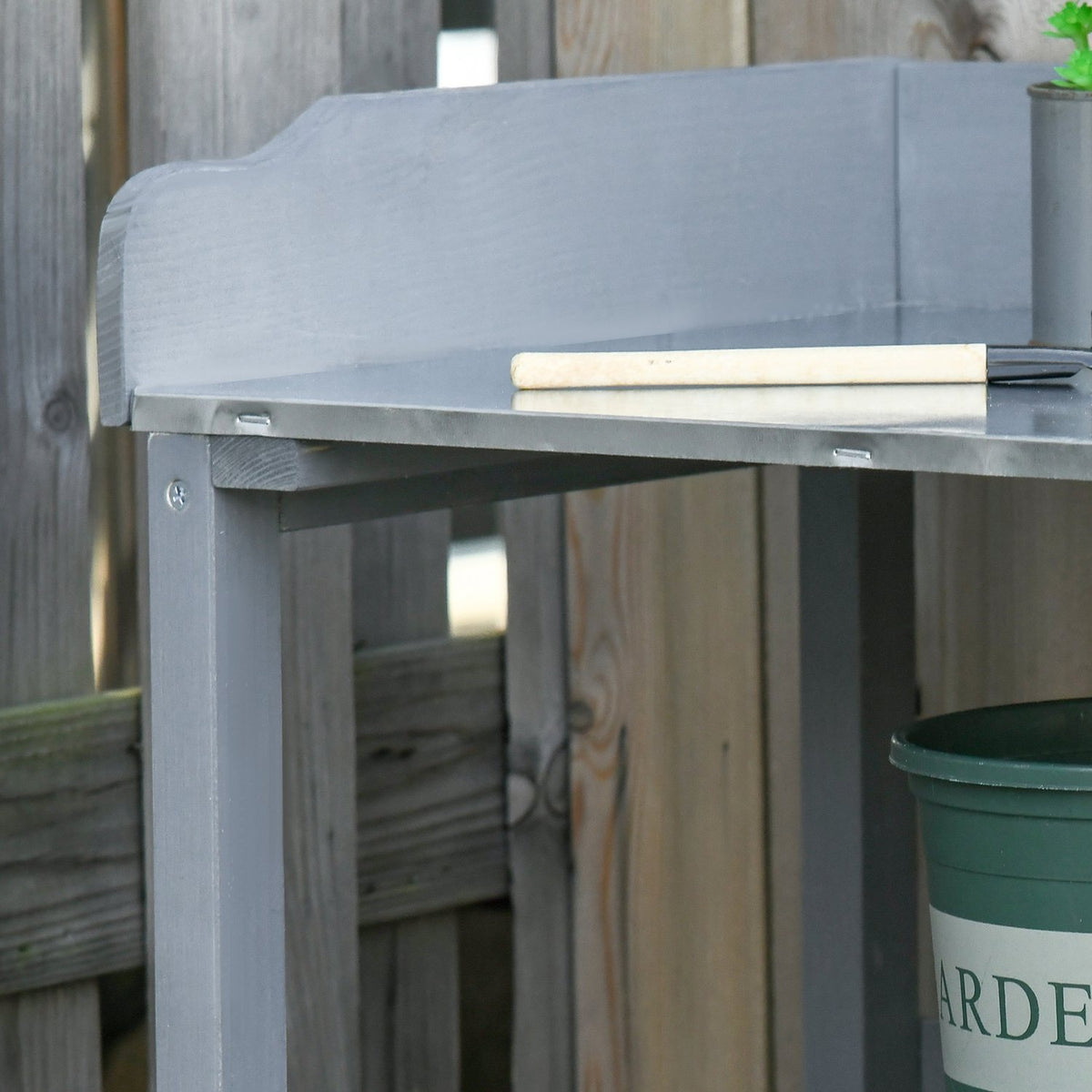 Plant table gardener table flower table with metal work surface and wood 76x37x89cm ideal for garden & balcony