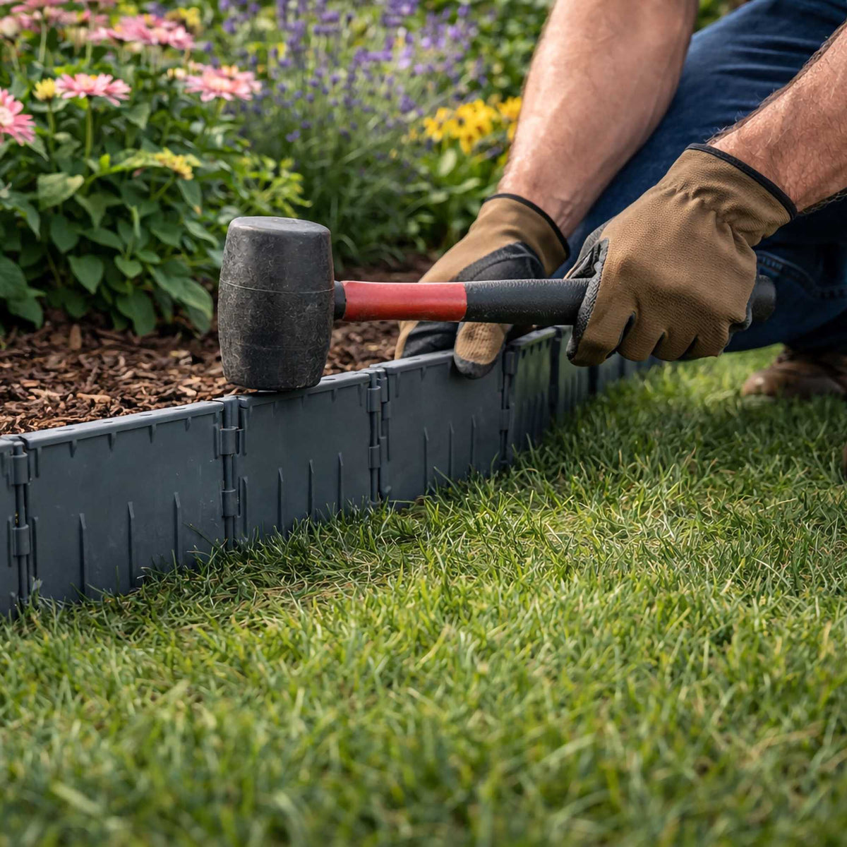 Plastic Garden Bed Edging – Flexible Lawn Border Set