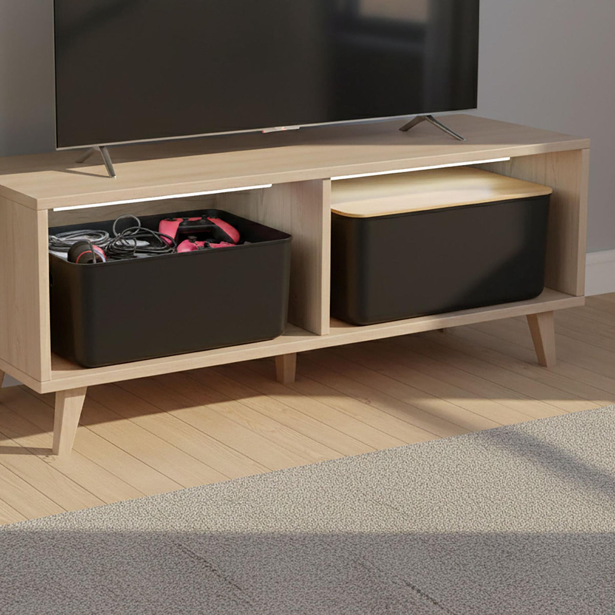 Plastic Storage Box Set with Bamboo Lid, Stackable