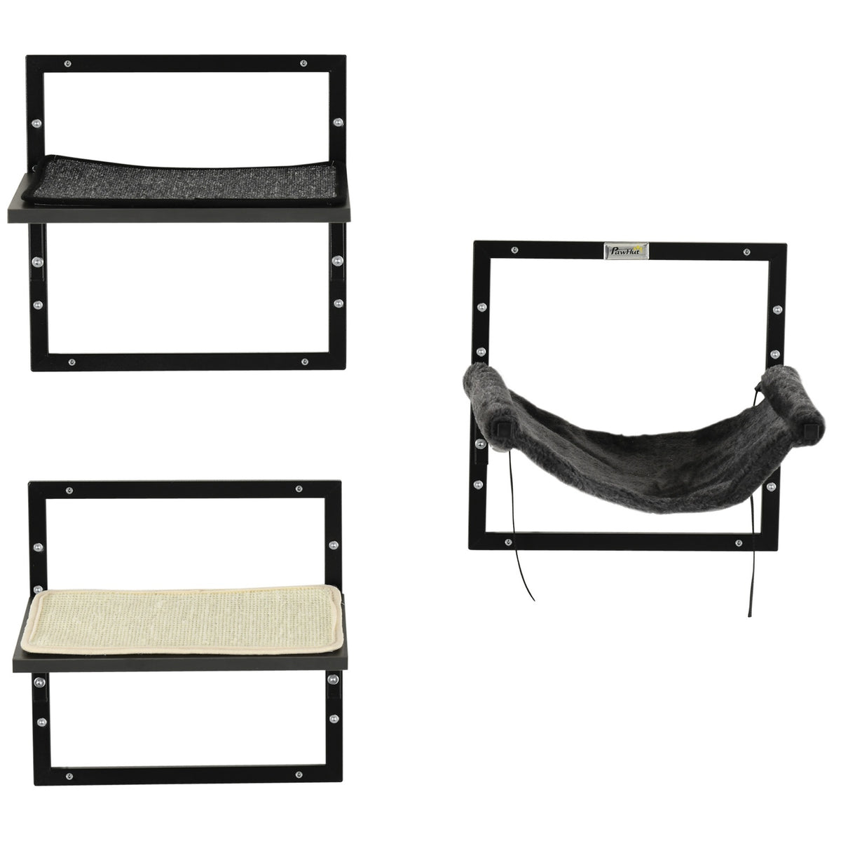 Platforms & Hammock, Wall Mounted, Black