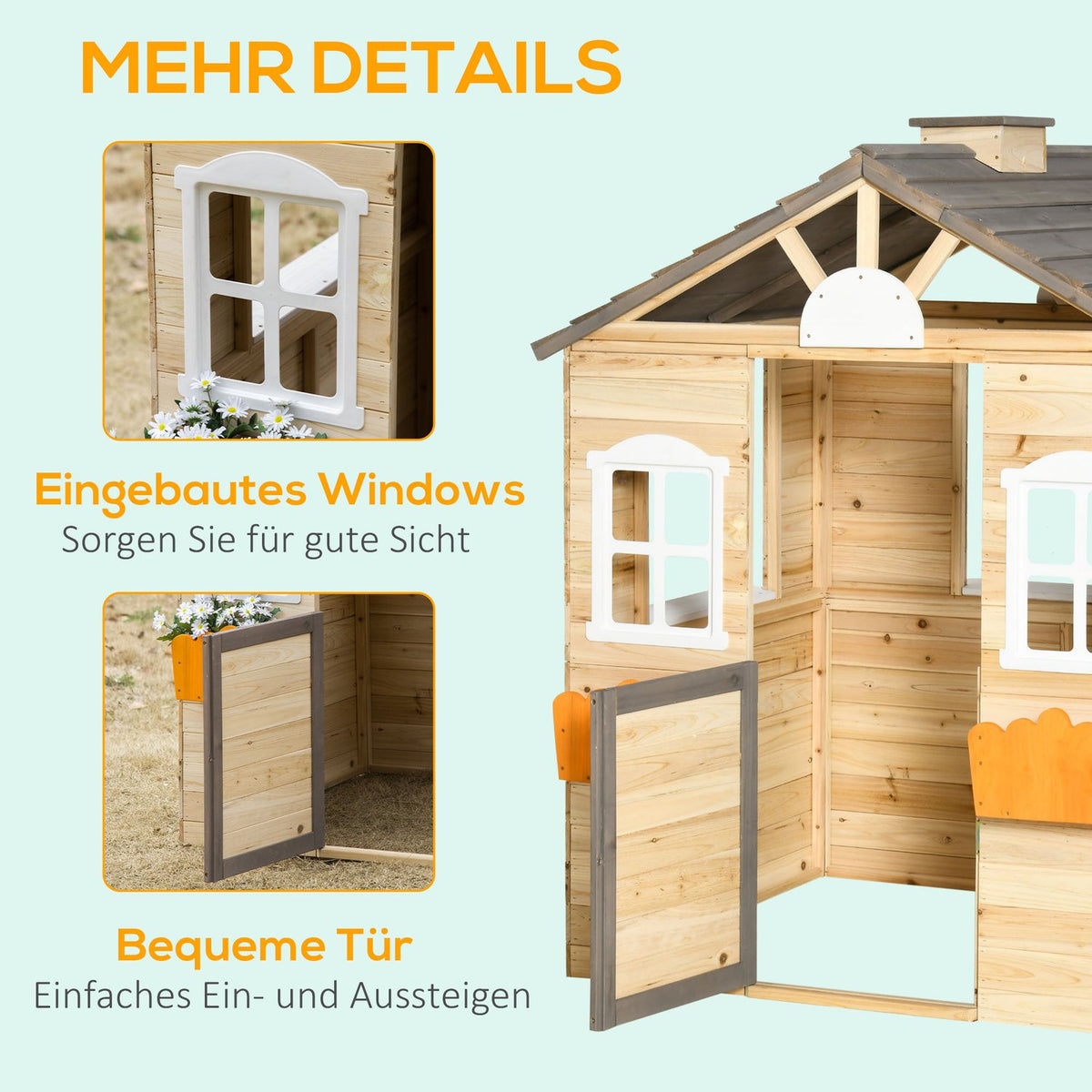 Playhouse For Children Wooden Children'S Playhouse With Window Mailbox Outdoor Garden Playhouse With Flower Pot Rack Wooden Playhouse For 3-7 Years
