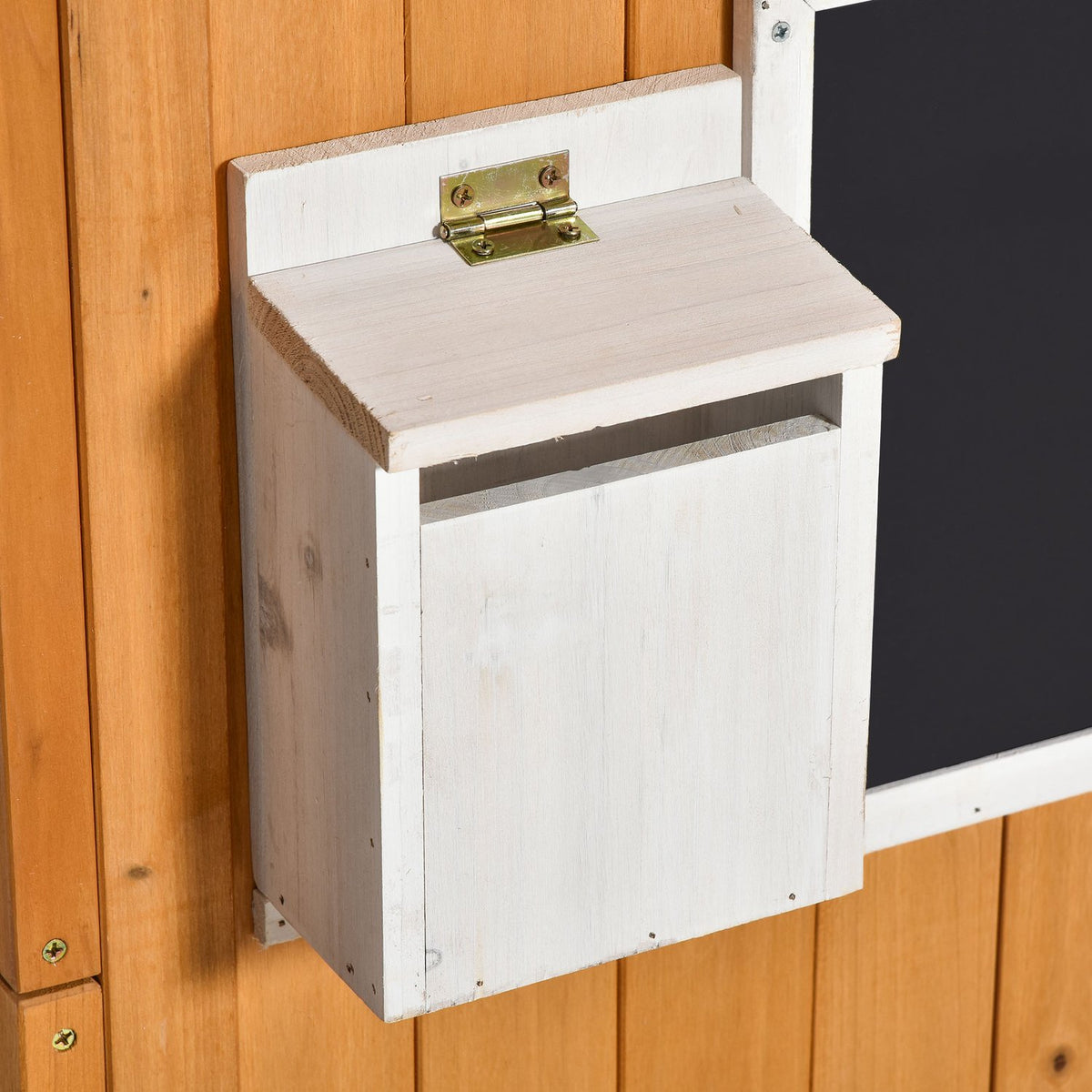 Playhouse for Children Wooden Children's Playhouse with Window Mailbox Outdoor Garden Playhouse with Flower Pot Rack Wooden Playhouse for 3-8 Years Natural Fir Wood 122 x 108 x 135.5 cm