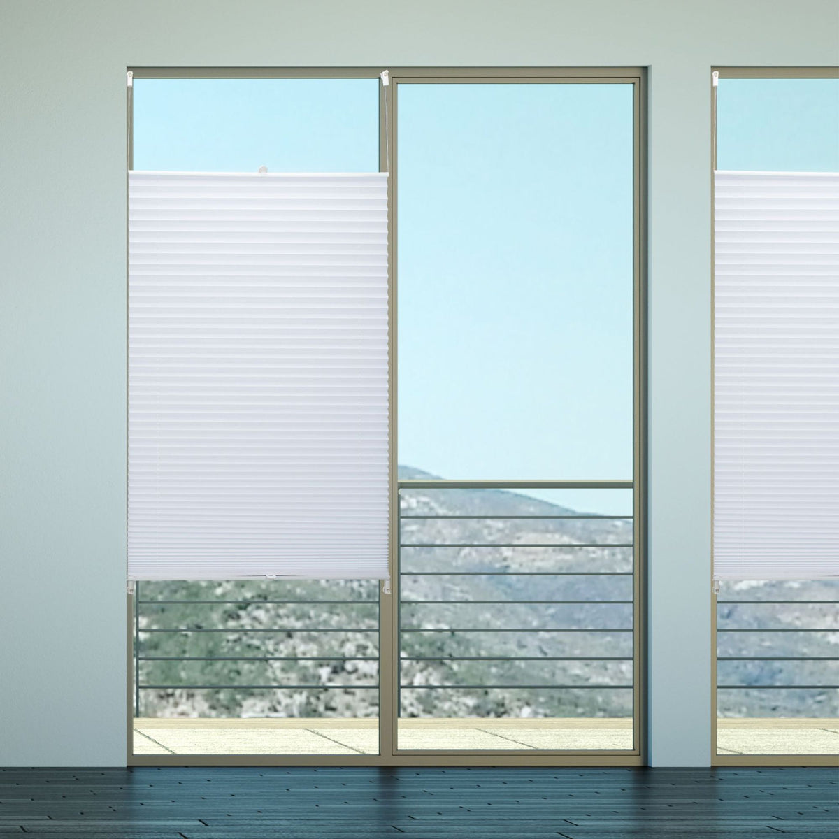 Pleated blind white without drilling