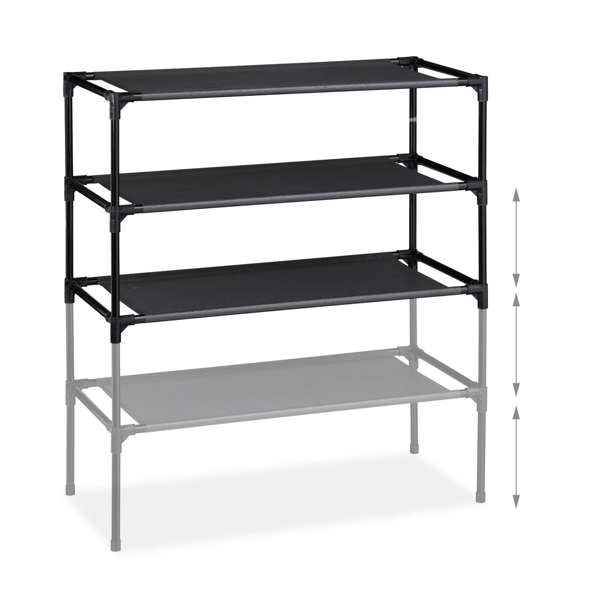 Plug-in system for shoe racks 4 levels