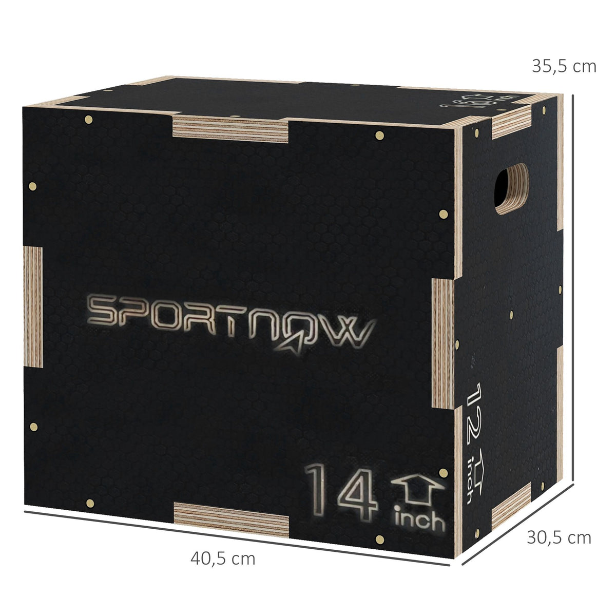 Plyo Box, 3 Heights, 40.5x35.5x30.5 cm, Black, 120 kg Capacity