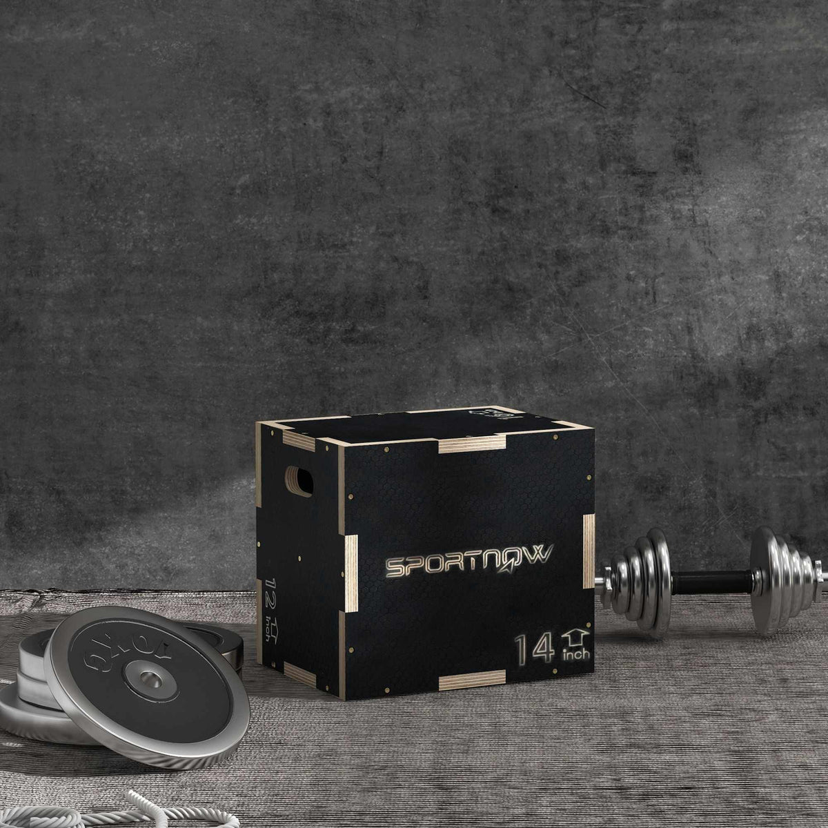 Plyo Box, 3 Heights, 40.5x35.5x30.5 cm, Black, 120 kg Capacity