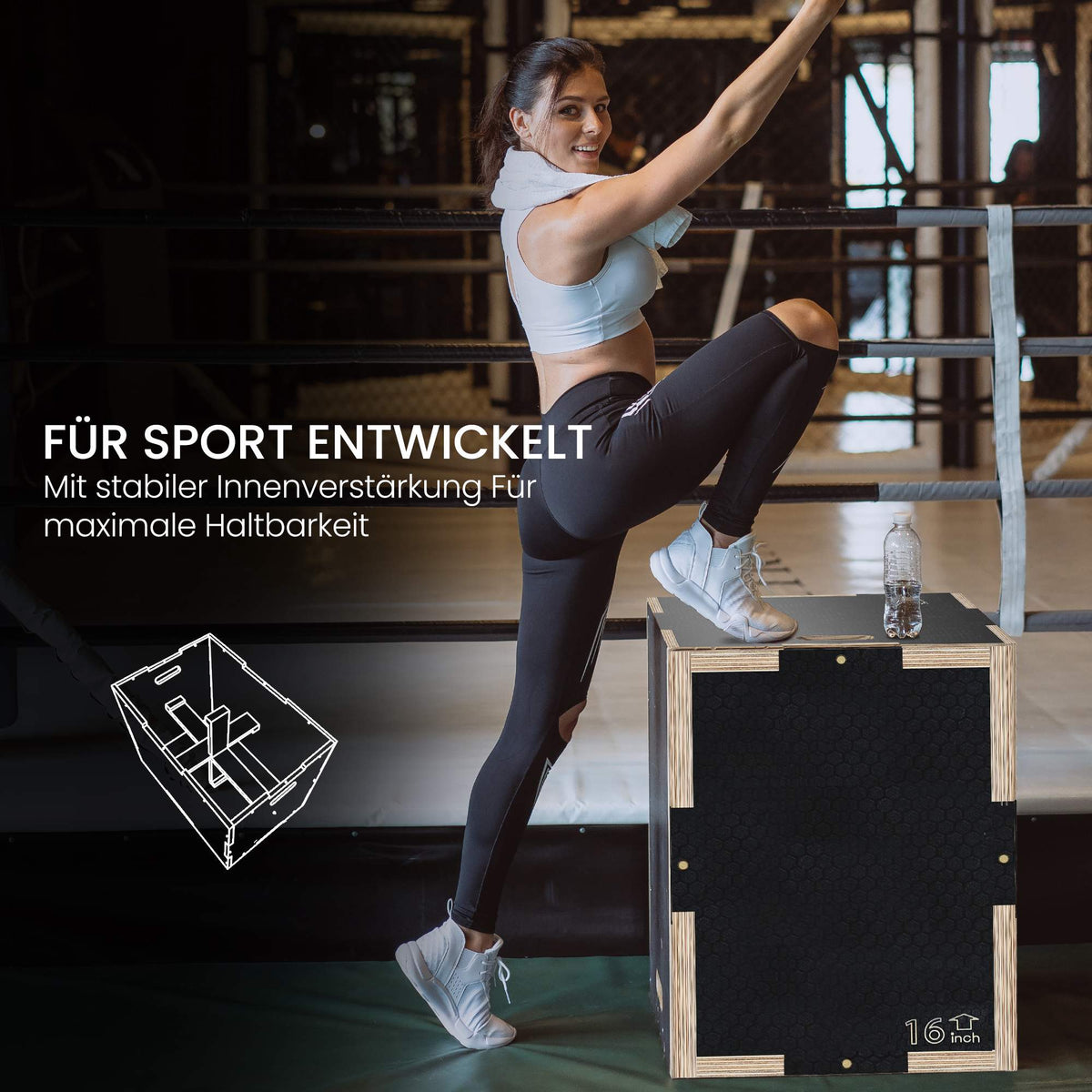 Plyo Box, 3 Heights, 40.5x35.5x30.5 cm, Black, 120 kg Capacity