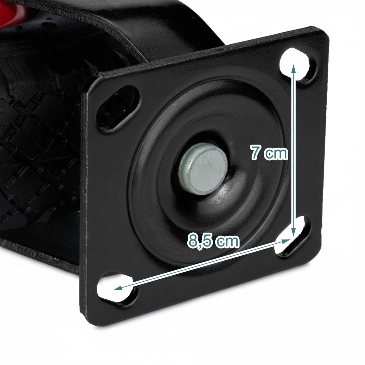 Pneumatic Castor Set for Transport Trolleys, Steel & Rubber