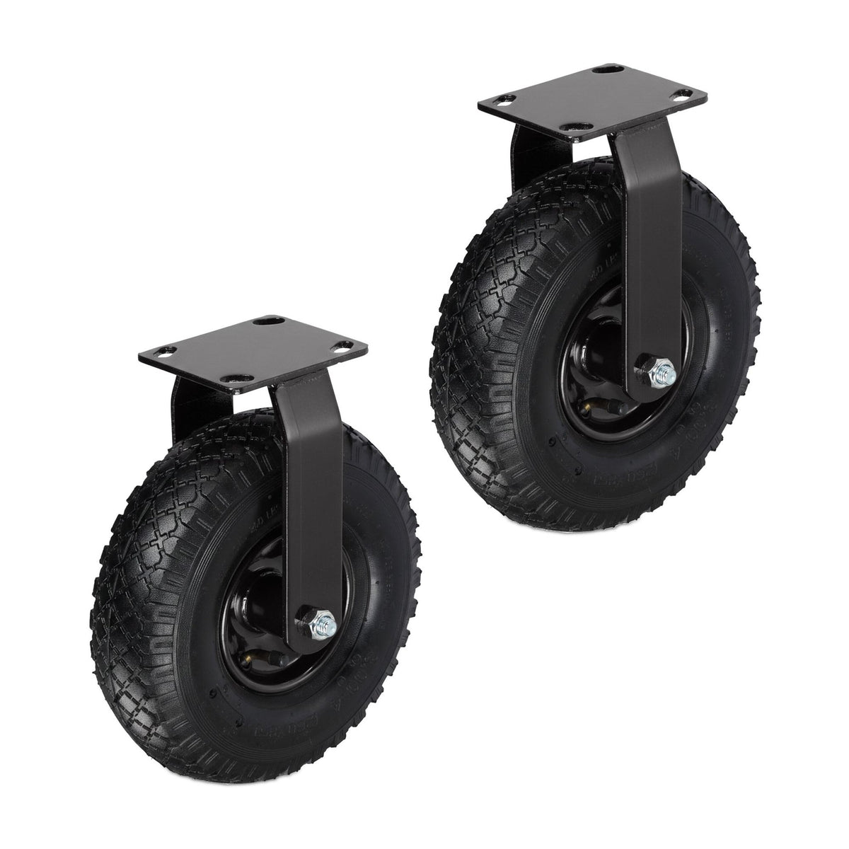 Pneumatic Load Castors with Plate, Set of 2