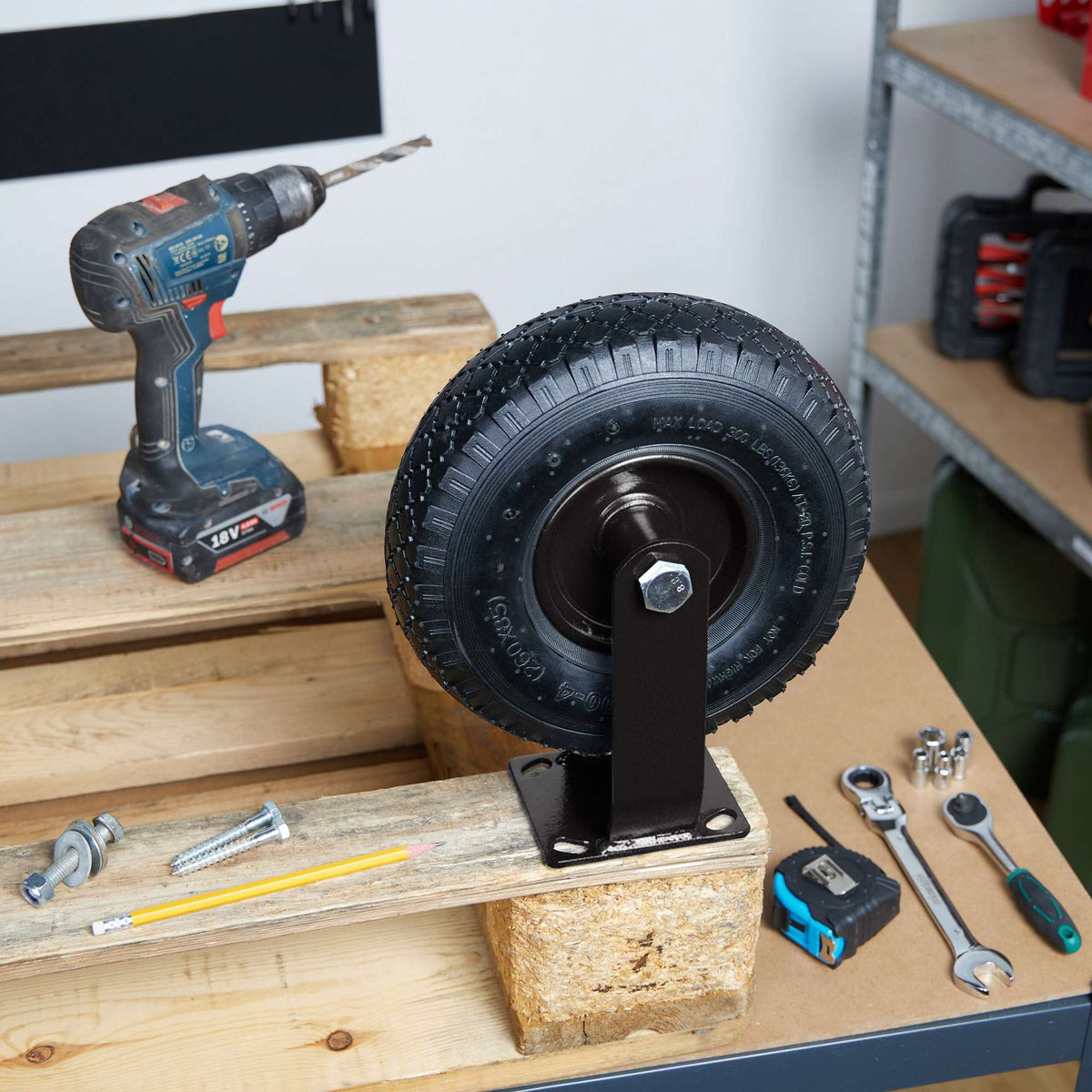 Pneumatic Load Castors with Plate, Set of 2