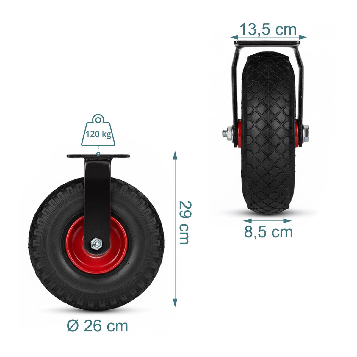 Pneumatic Load Roller with Steel Mounting Plate