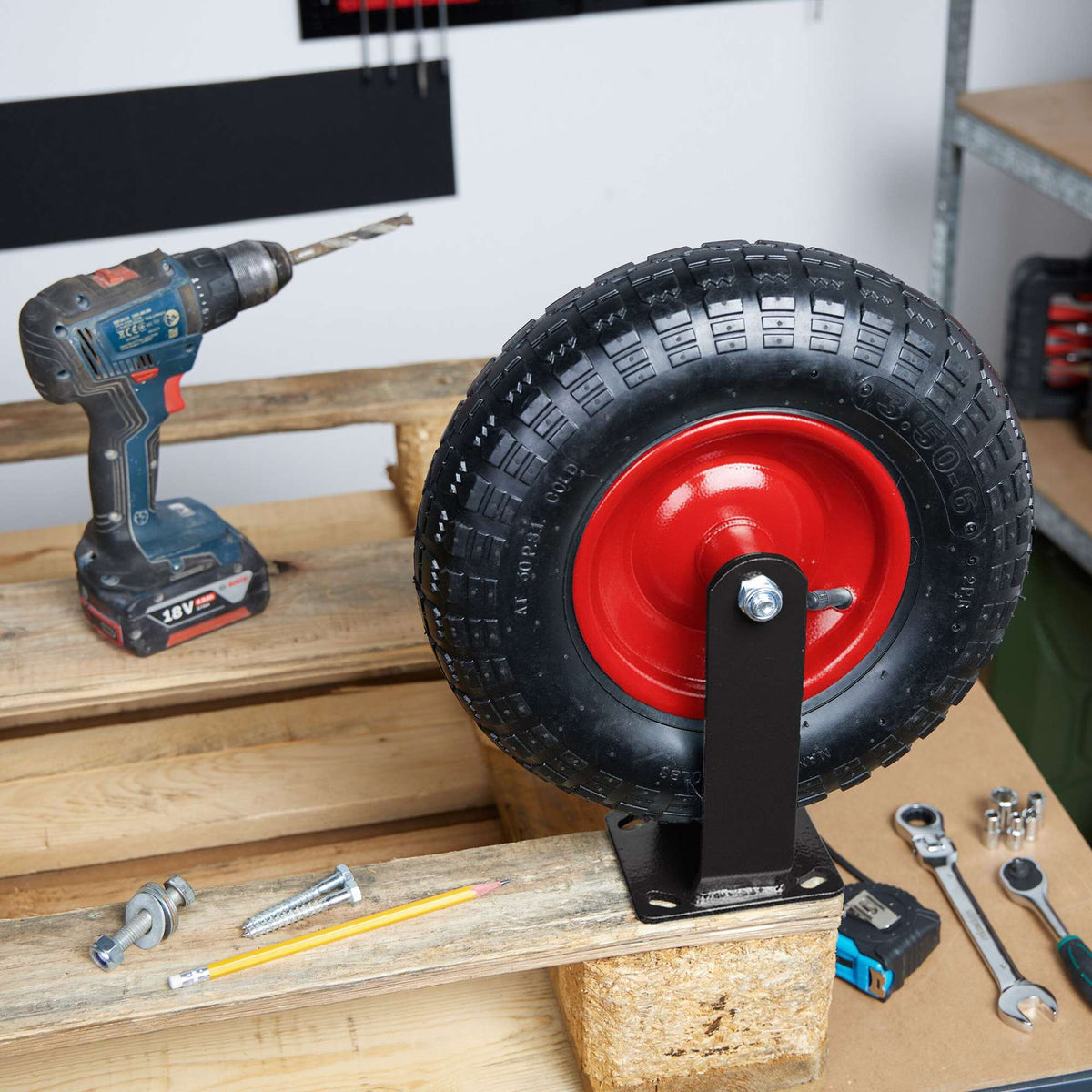 Pneumatic Load Roller with Steel Plate, 3.50-4