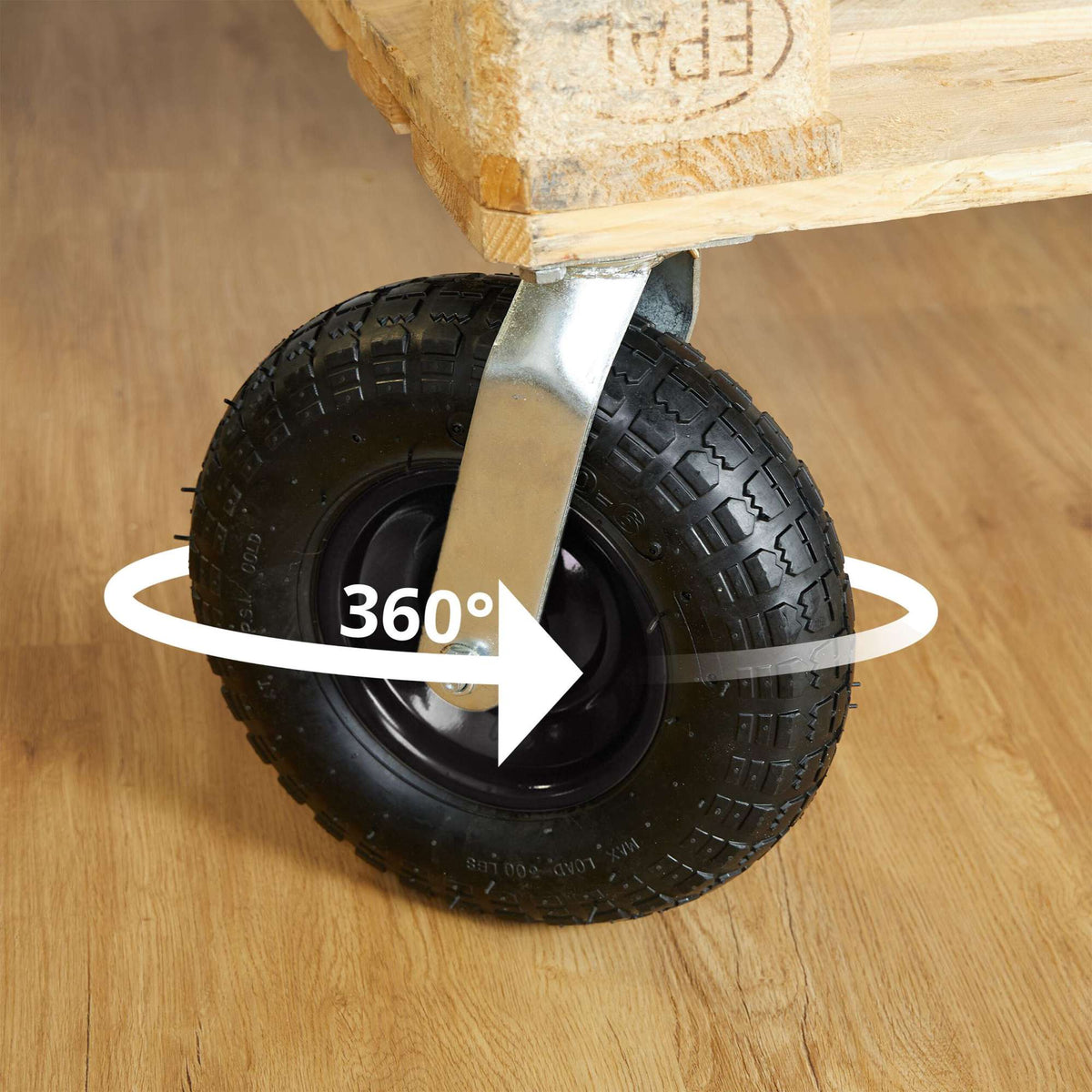Pneumatic Tyre Swivel Castor, 3.50-6, Heavy-Duty Steel