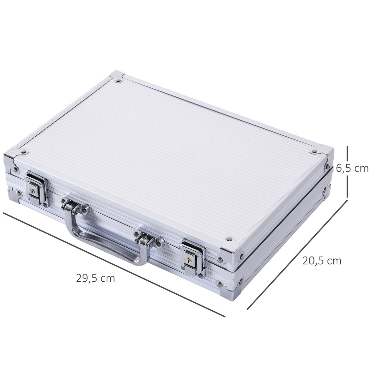 Poker Case 200 Poker Chips, 2 Card Games, 5 Dice, Aluminum Case, Polystyrene, 29.5X20.5X6.5 Cm, For Game Evenings