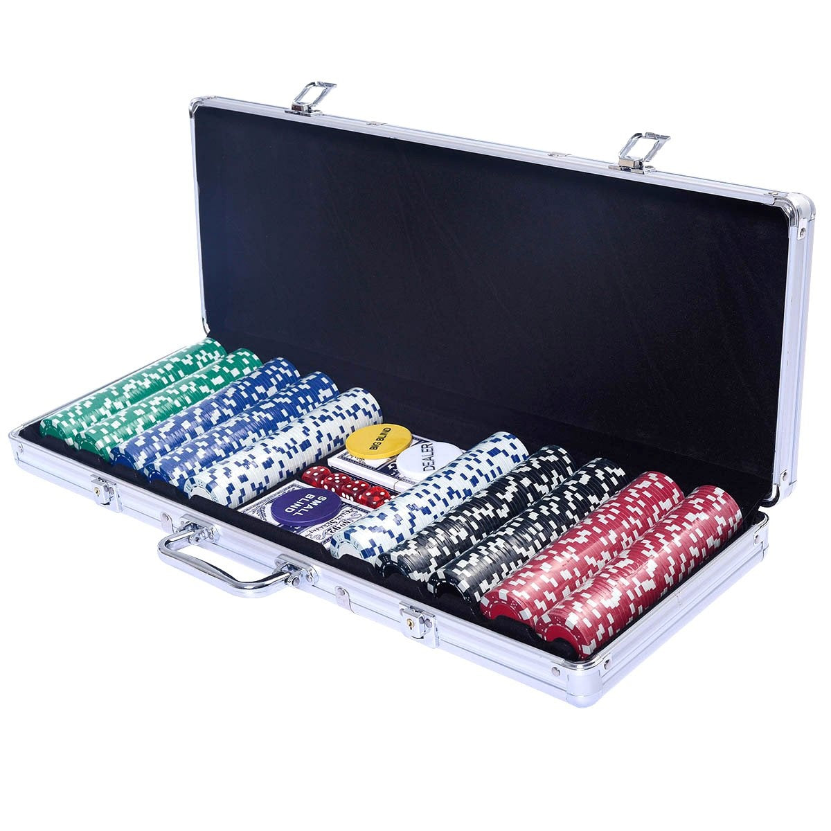 Poker set poker case 500 laser chips aluminum case aluminum poker case + cloth + 2 poker decks