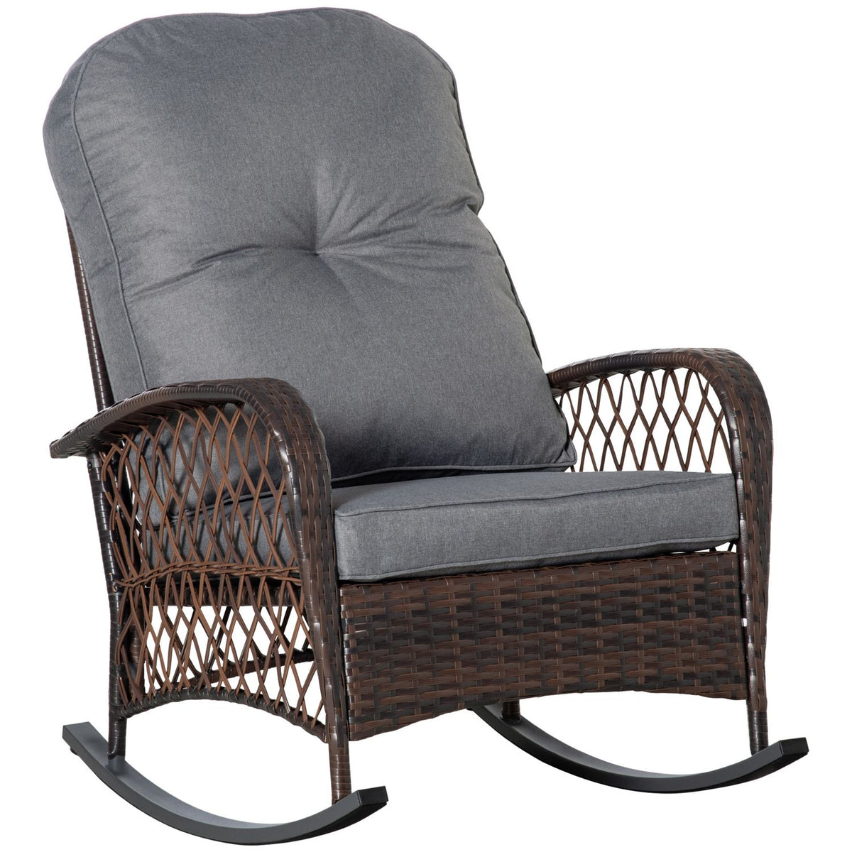 Poly Rattan Rocking Chair Rocking Chair Garden Chair With Cushion Lounge Furniture Garden Furniture Patio Furniture Brown 75 X 103 X 96 Cm