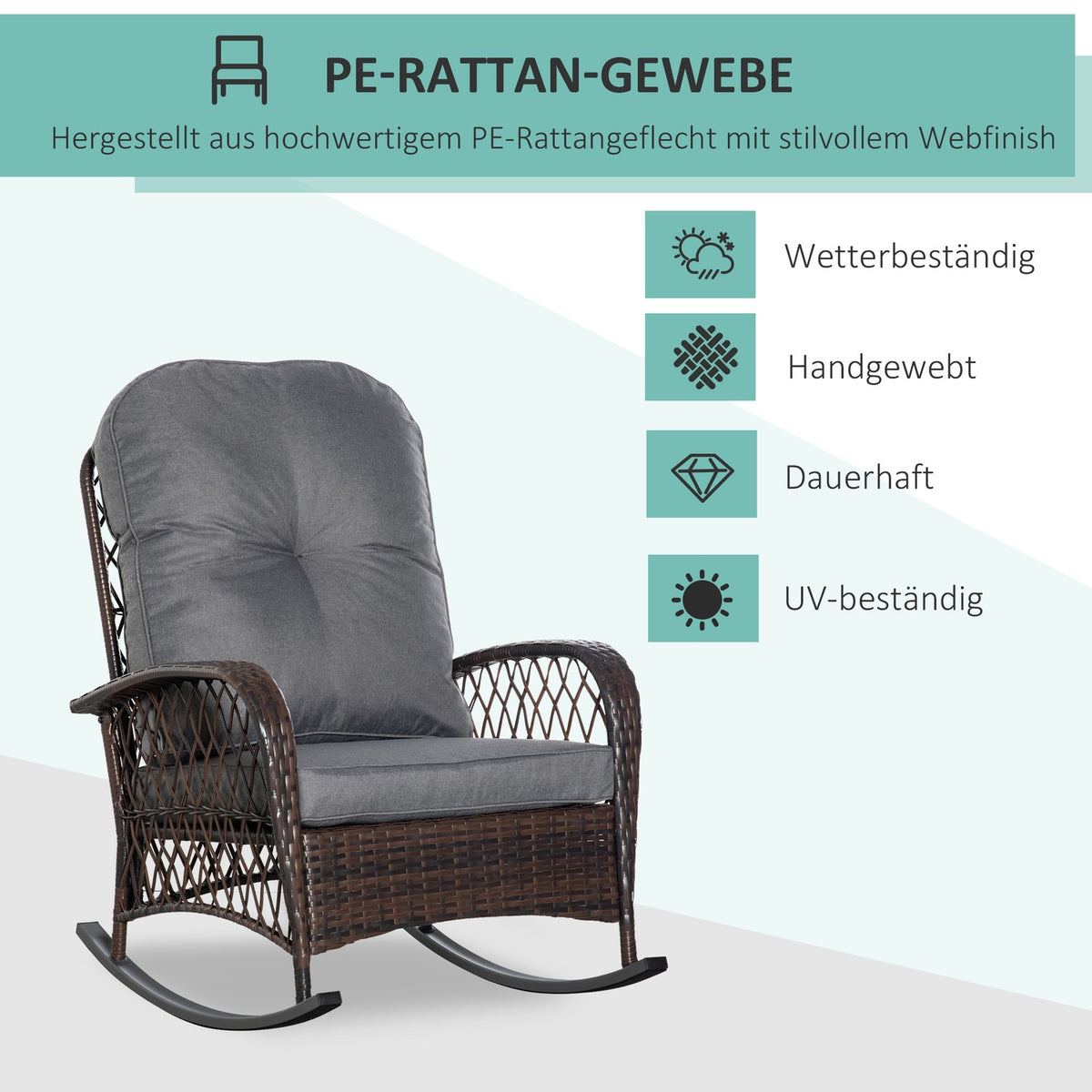 Poly Rattan Rocking Chair Rocking Chair Garden Chair With Cushion Lounge Furniture Garden Furniture Patio Furniture Brown 75 X 103 X 96 Cm