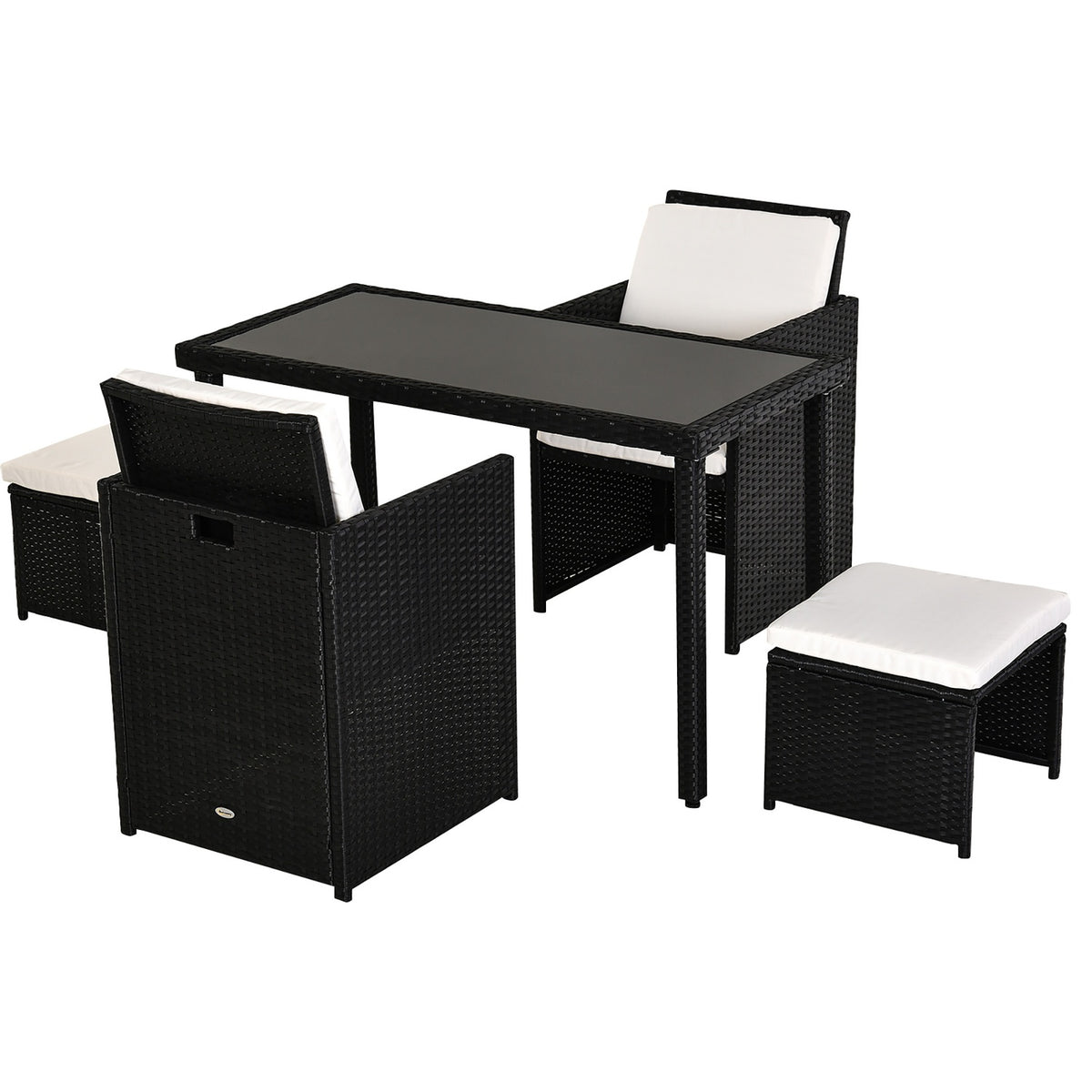 Poly Rattan Seating Group, Dining Group, Garden Set, 11 Pieces With Black Cushions