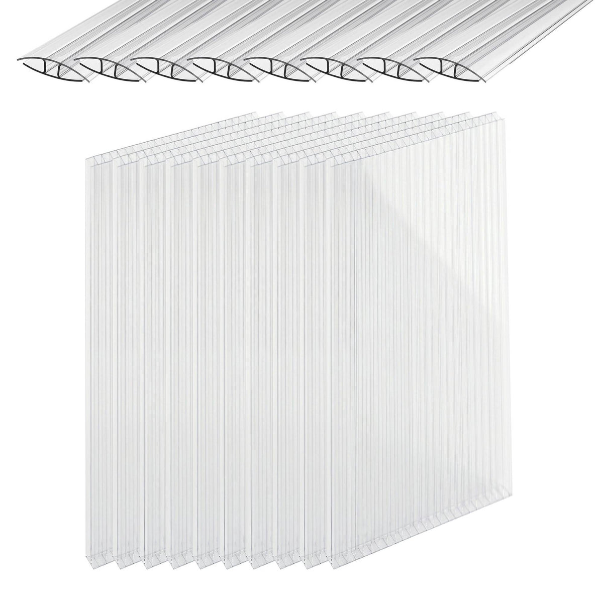 Polycarbonate Greenhouse Panels, 10-Pack, 121x60.5 cm
