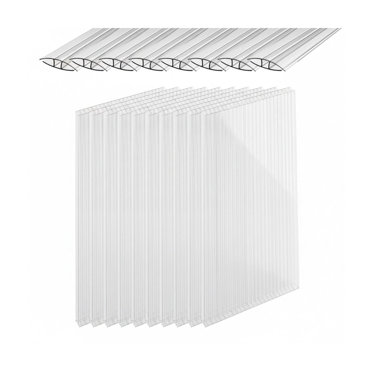 Polycarbonate Greenhouse Panels, 10-Pack, 121x60.5 cm