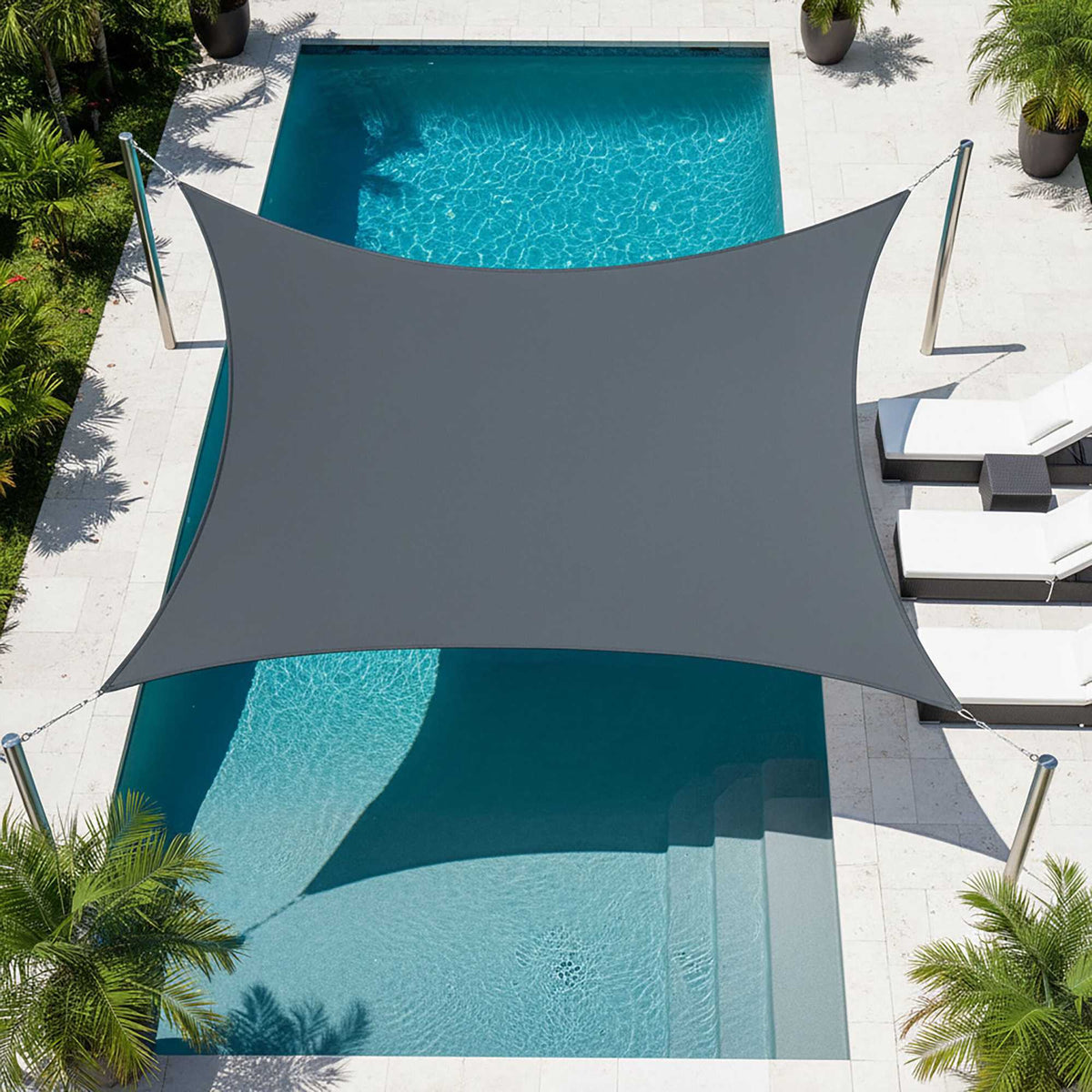 Polyester Shade Sail, Dark Grey, 4x4m, UV 30+