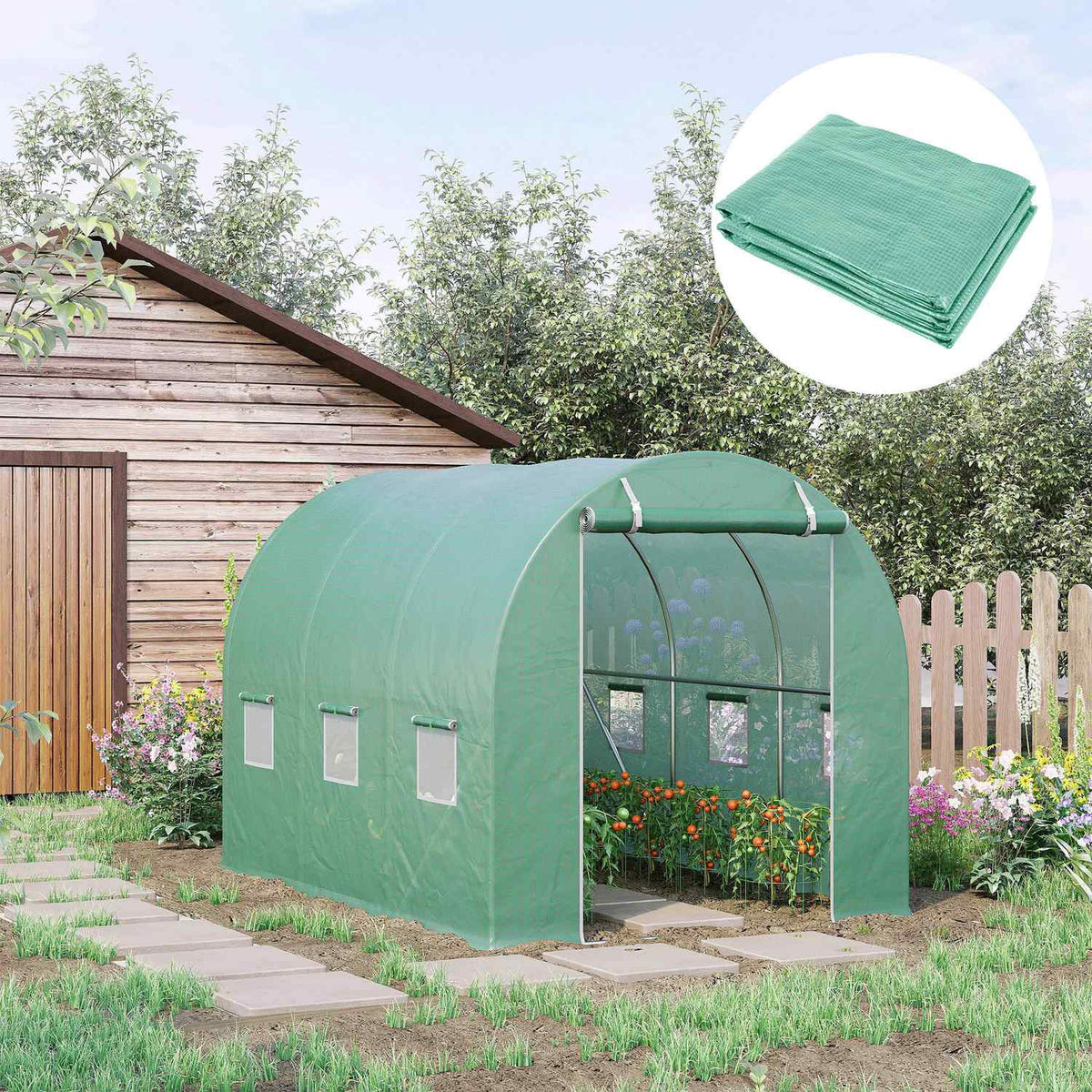 Polyethylene Film 3X2X2M Replacement Film With 6 Windows For Garden Tunnel Greenhouse Film Tunnel Greenhouse Film Garden Film Made Of Polyethylene