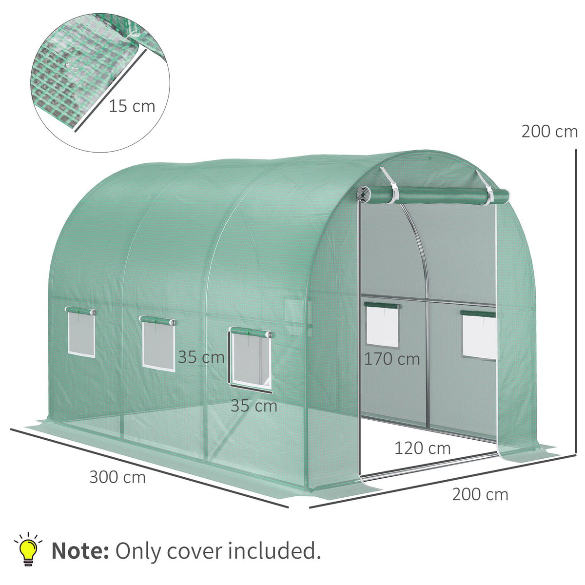 Polyethylene Film 3X2X2M Replacement Film With 6 Windows For Garden Tunnel Greenhouse Film Tunnel Greenhouse Film Garden Film Made Of Polyethylene